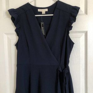 V-Neck Cap Sleeve Navy Blue Blouse, XL (New with Tags)